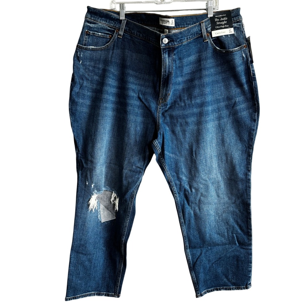 Abercrombie & Fitch Curve Love Ankle Straight Ultra High Rise Jeans 37 24S Blue